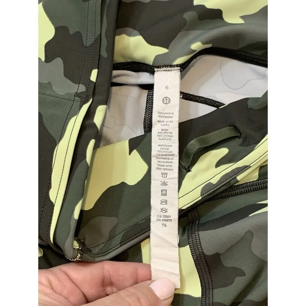 Lululemon Fast Free High Rise Crop Heritage 365 Camo Crispin Green Size 6 Nulux - Picture 6 of 8